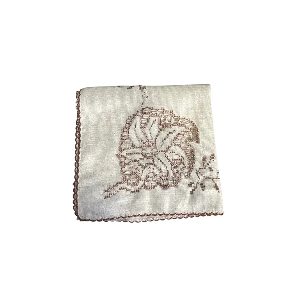 Embroidered Geometric Cross-stitch Cutout Victorian Scallop set‎ of 6 napkins